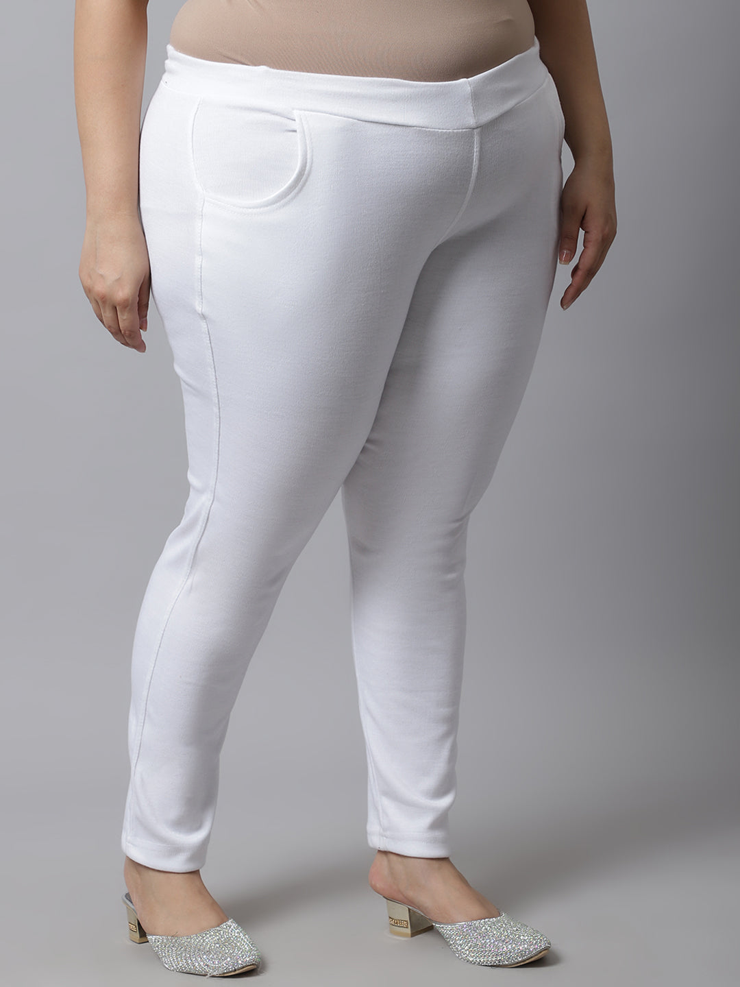 White Woolen Plus Pocket Pant