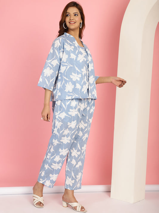 Powder Blue Floral Co-Ord Set