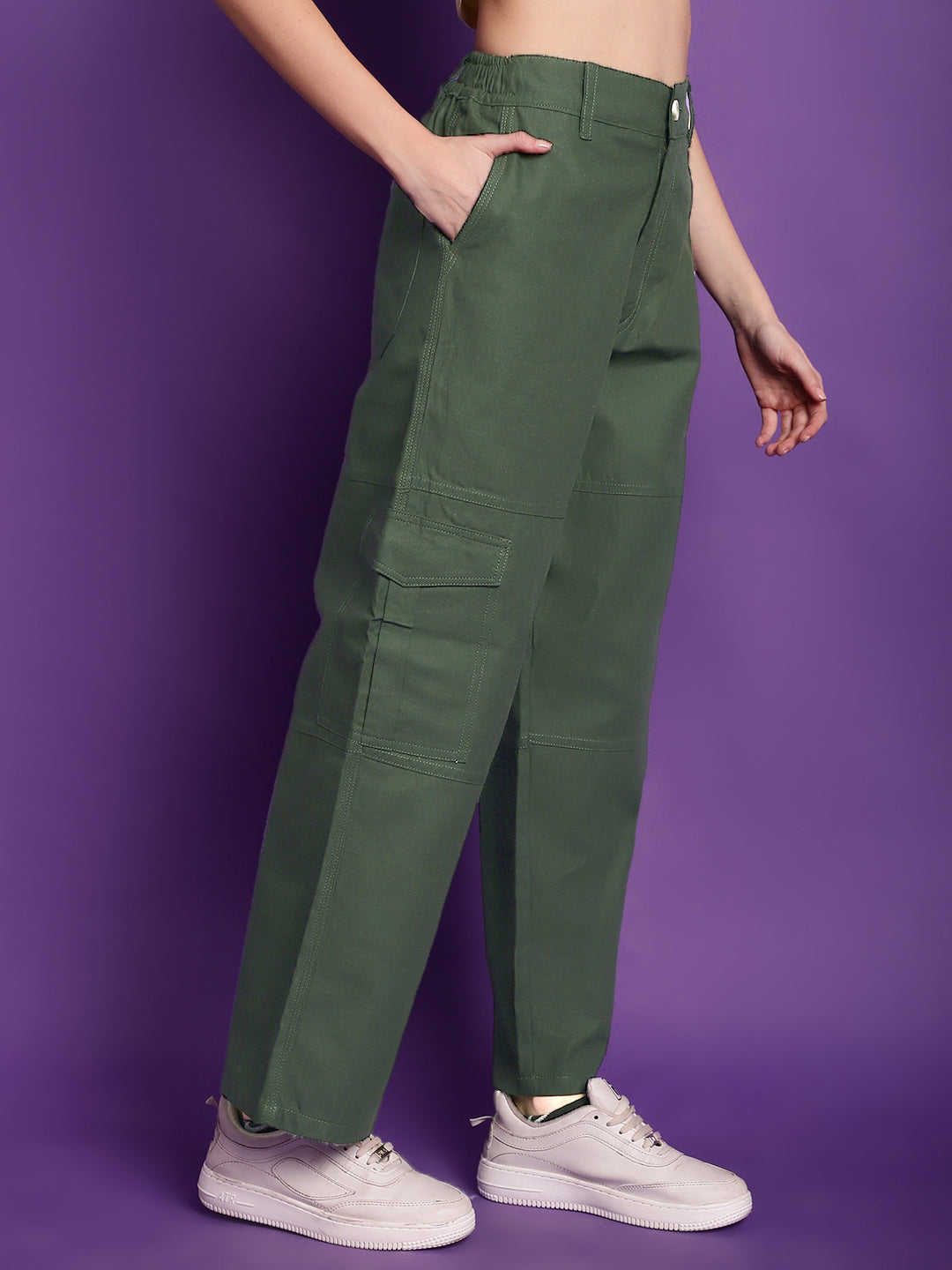 Bottle Green High-Rise Utility Cargos