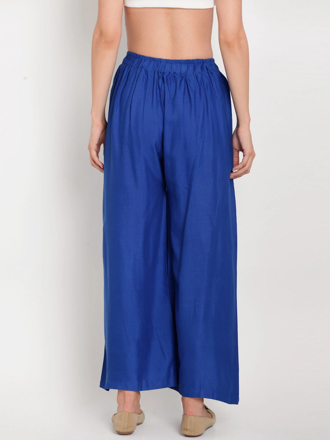 Royal Blue Solid Rayon Palazzo
