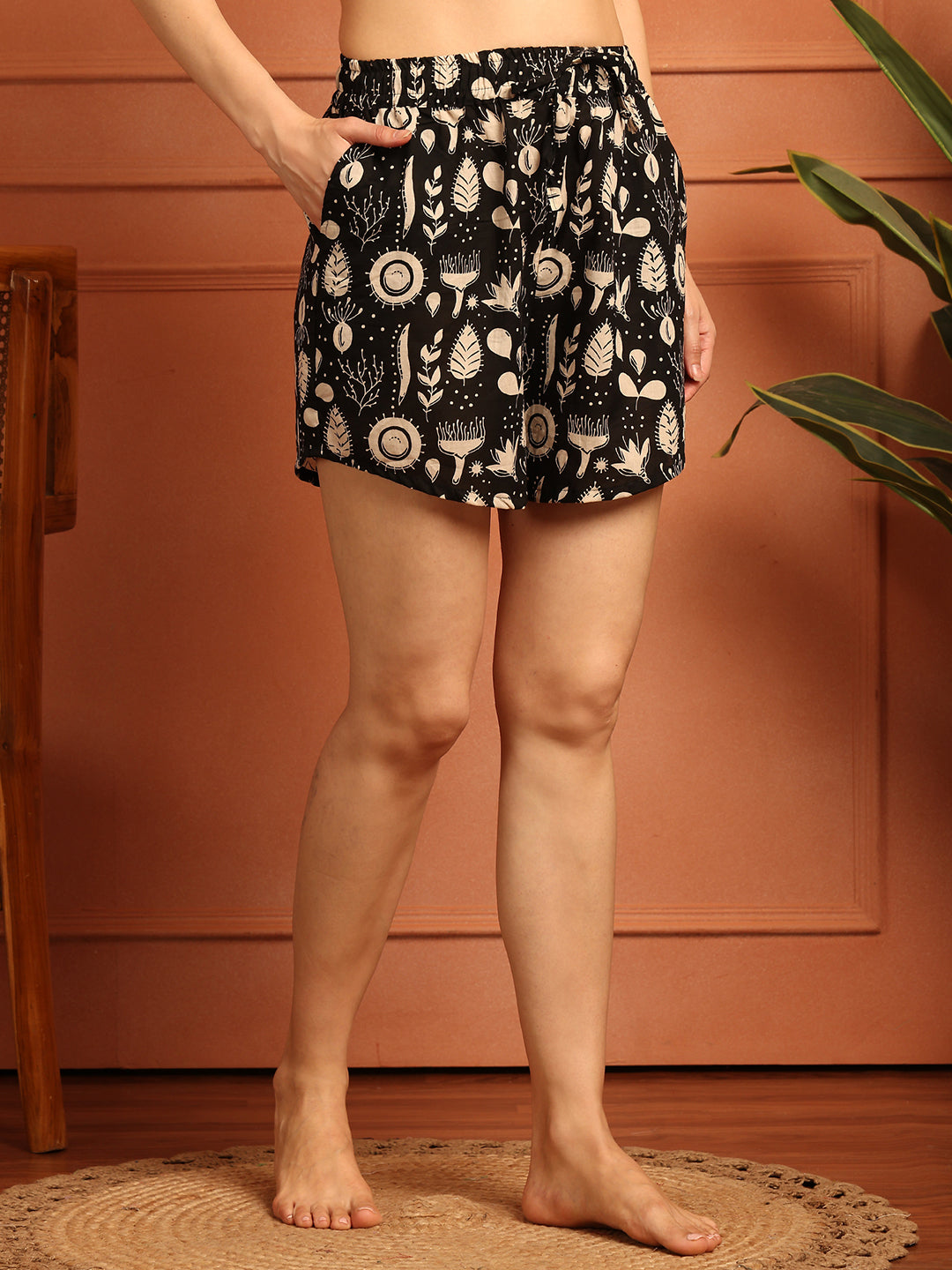 Black Quirky Lounge Shorts