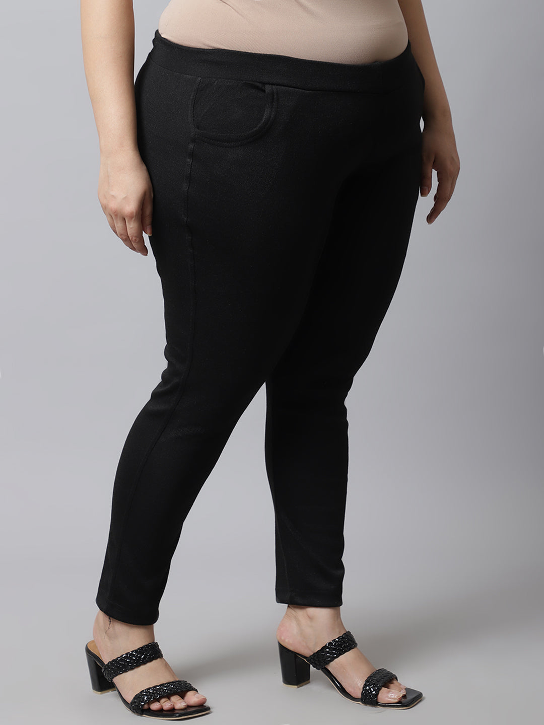 Black Woolen Plus Pocket Pant