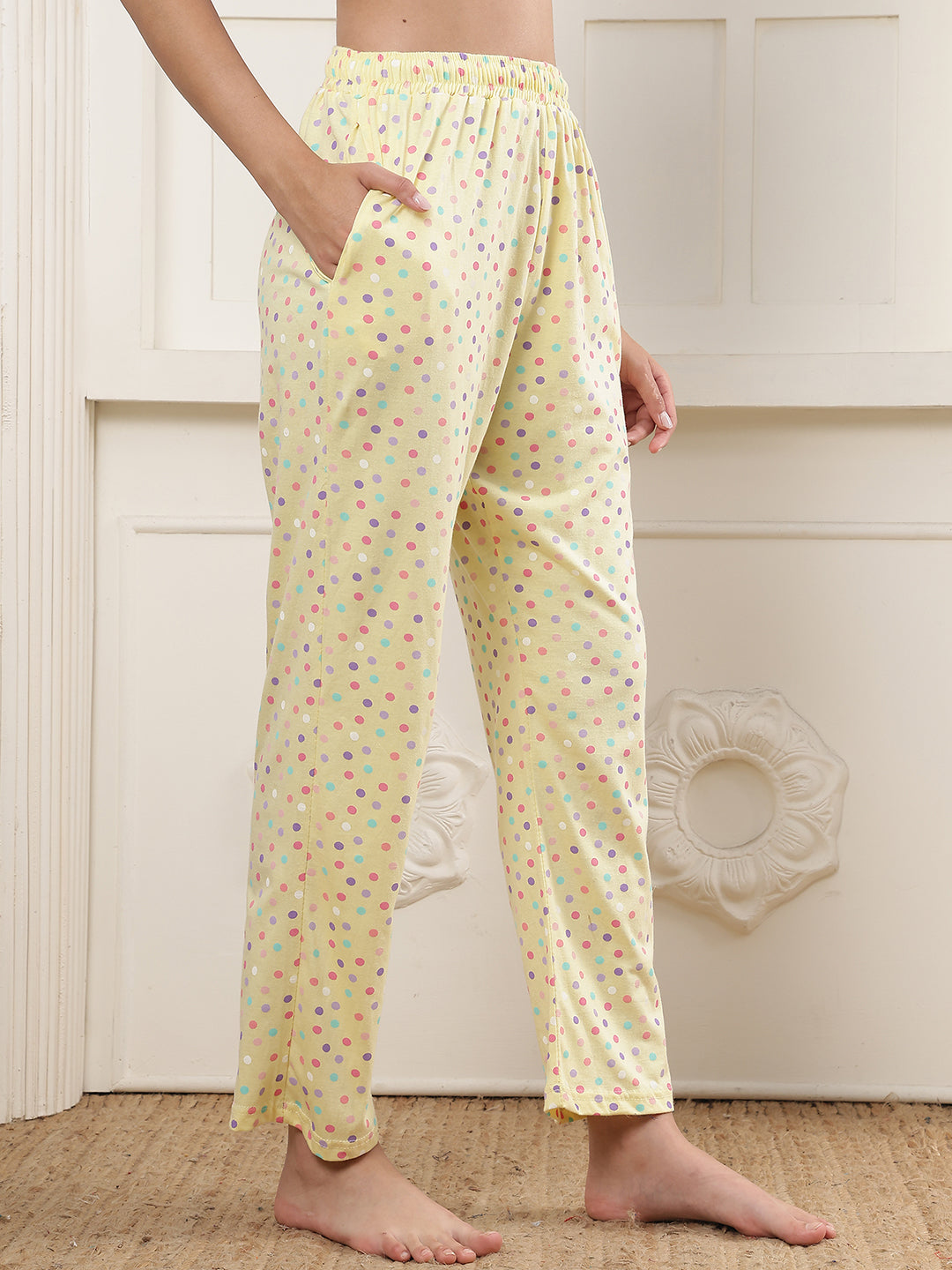 Multi Polka Dot Printed Cotton Lounge Pant