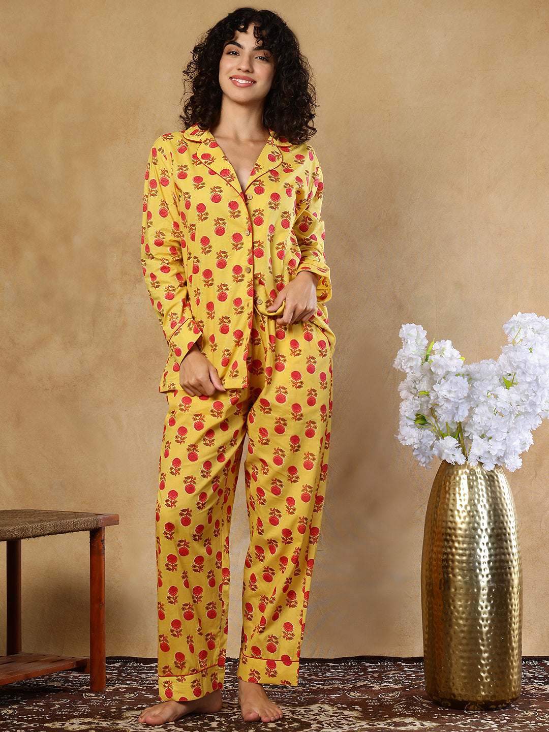 Jahana Booti Collar Night Suit