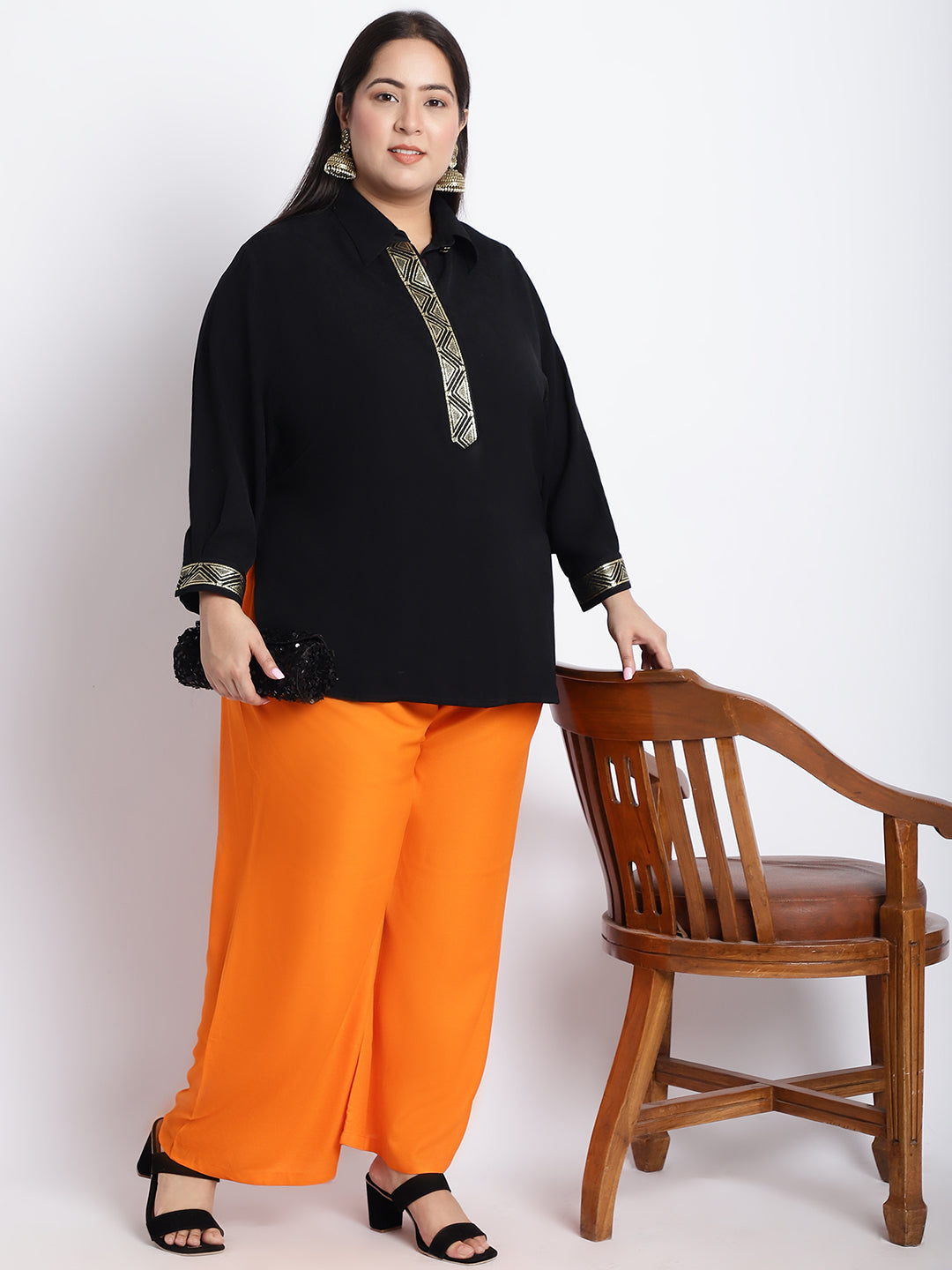 Orange Rayon Plus Palazzo