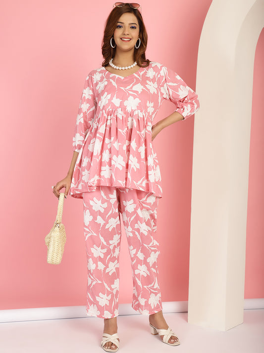 Pastel Pink Floral Co-Ord Set
