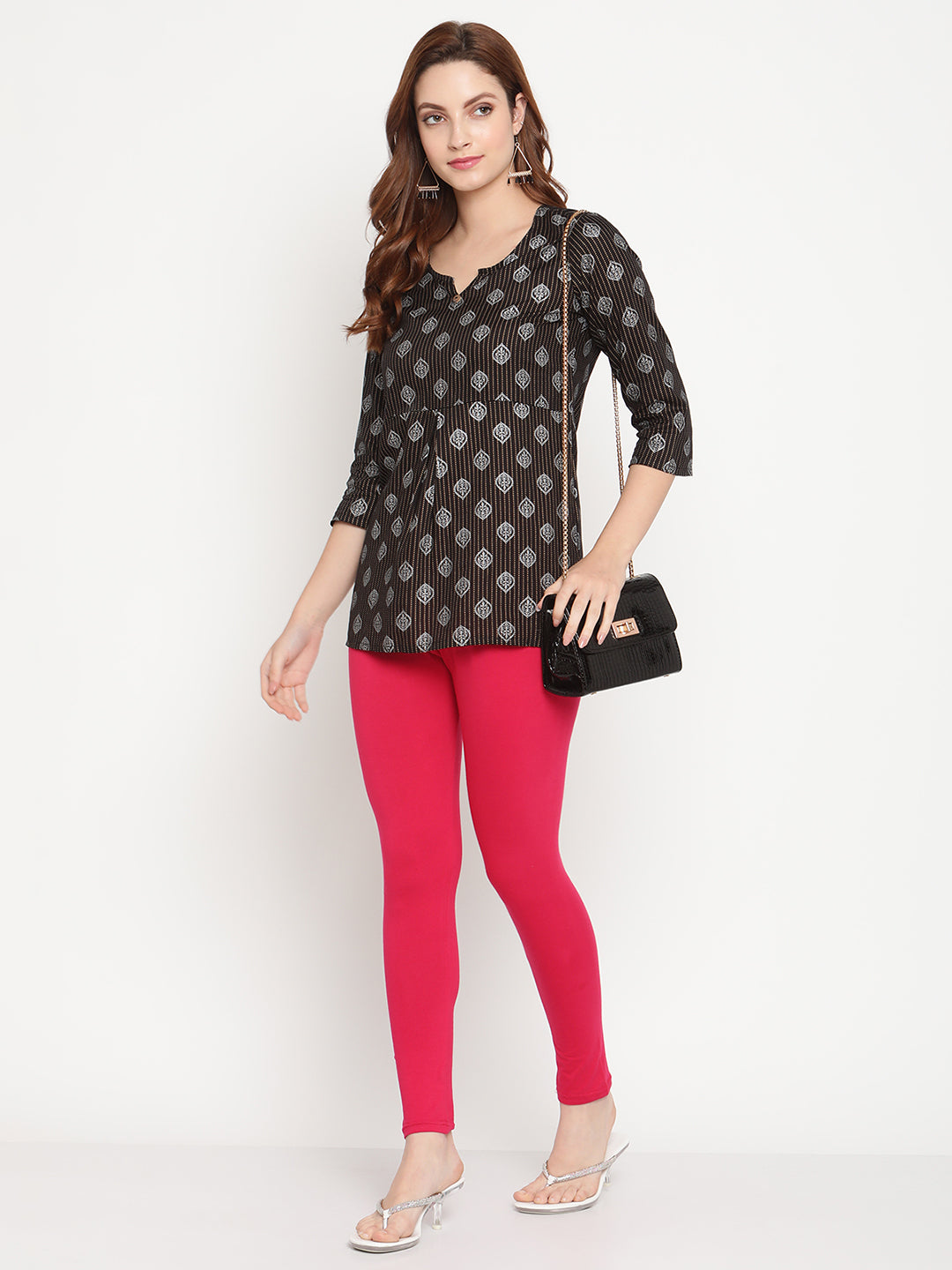 Dark Pink Ankle Length Legging