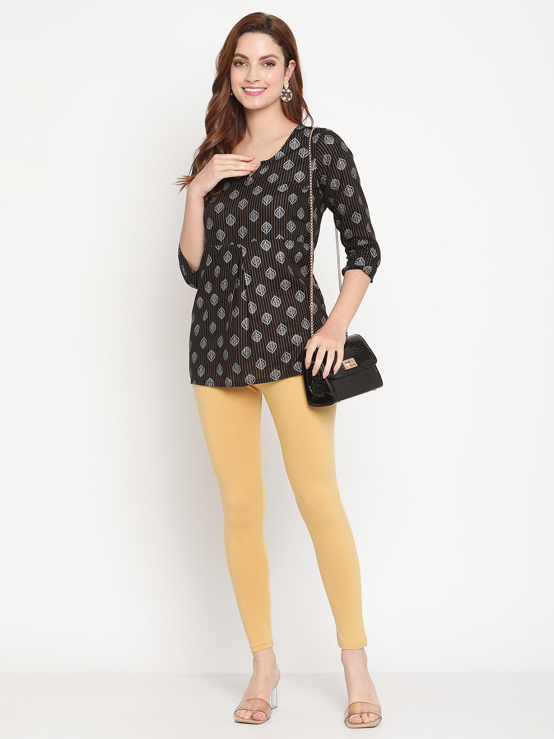 Light Beige Ankle Length Legging