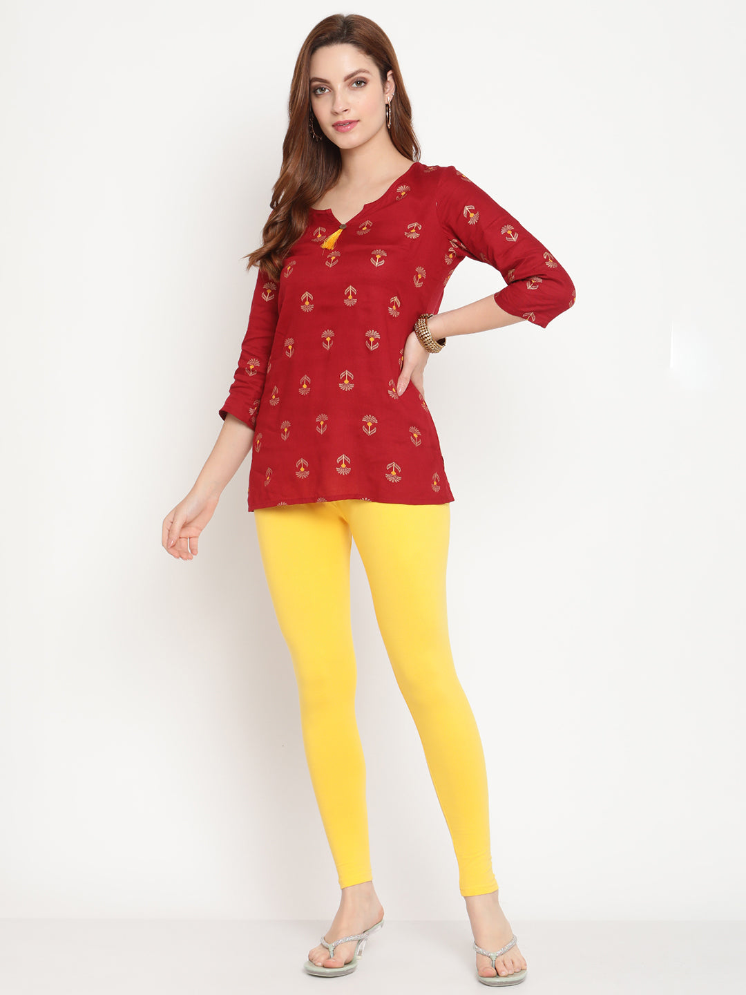 Yellow Ankle Length Legging
