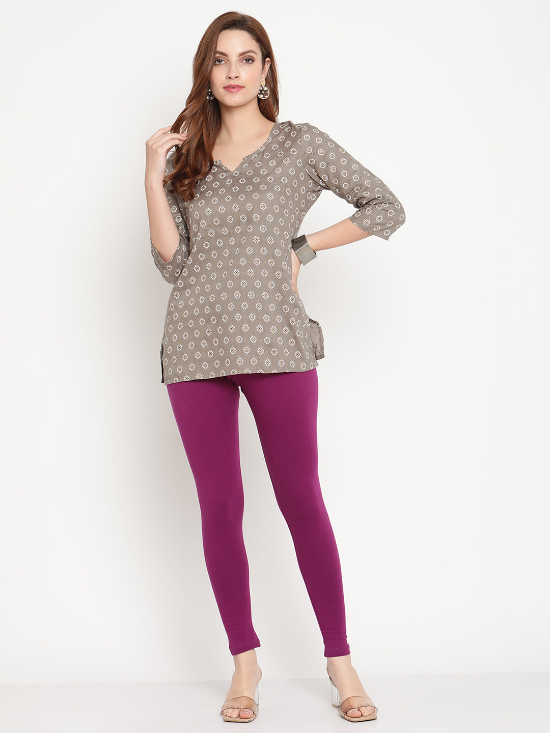 Purple Ankle Length Legging