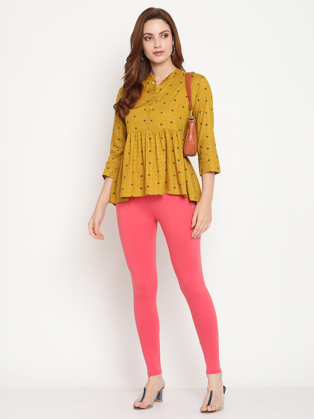 Coral Pink Ankle Length Legging