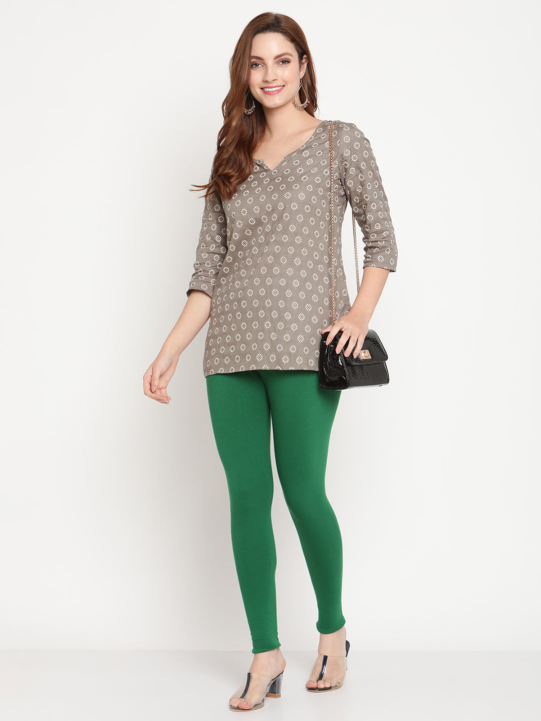 Dark Green Ankle Length Legging