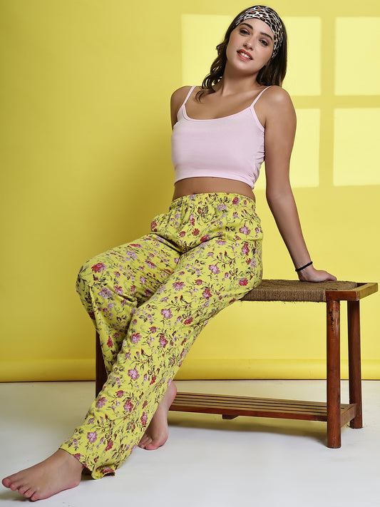 Yellow Jaal Cotton Hosiery Lounge Pant