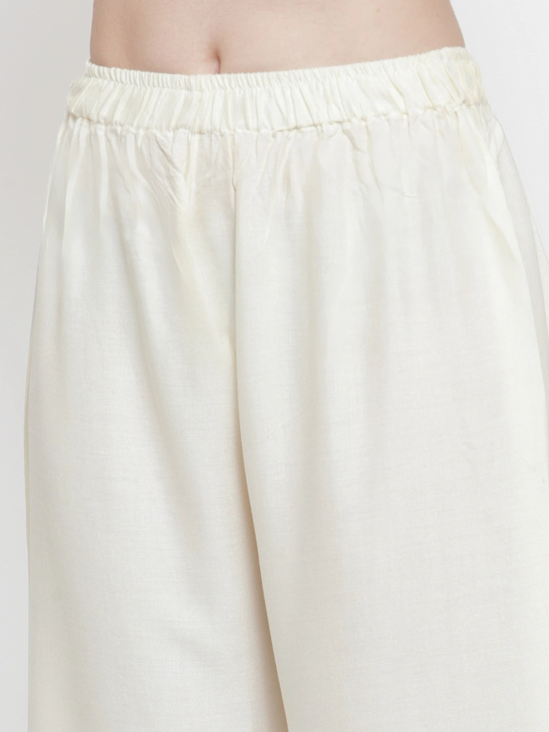 Off White Solid Rayon Palazzo