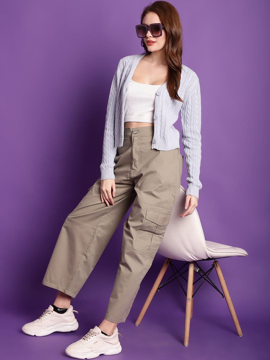 Grey High-Rise Utility Cargos