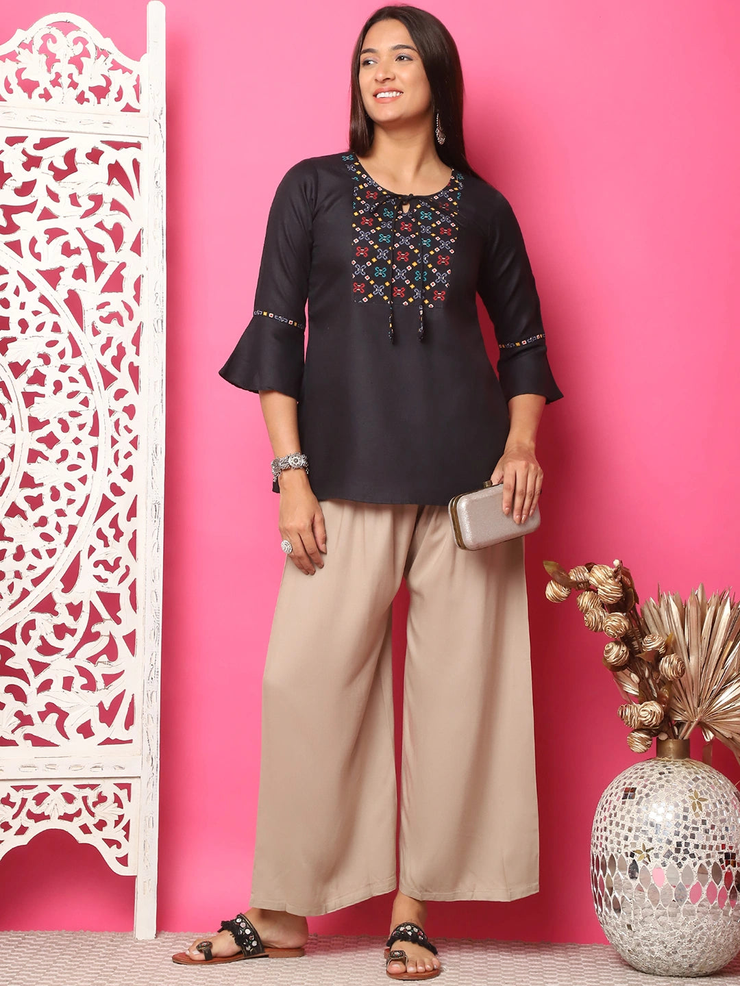 Mouse Solid Rayon Palazzo