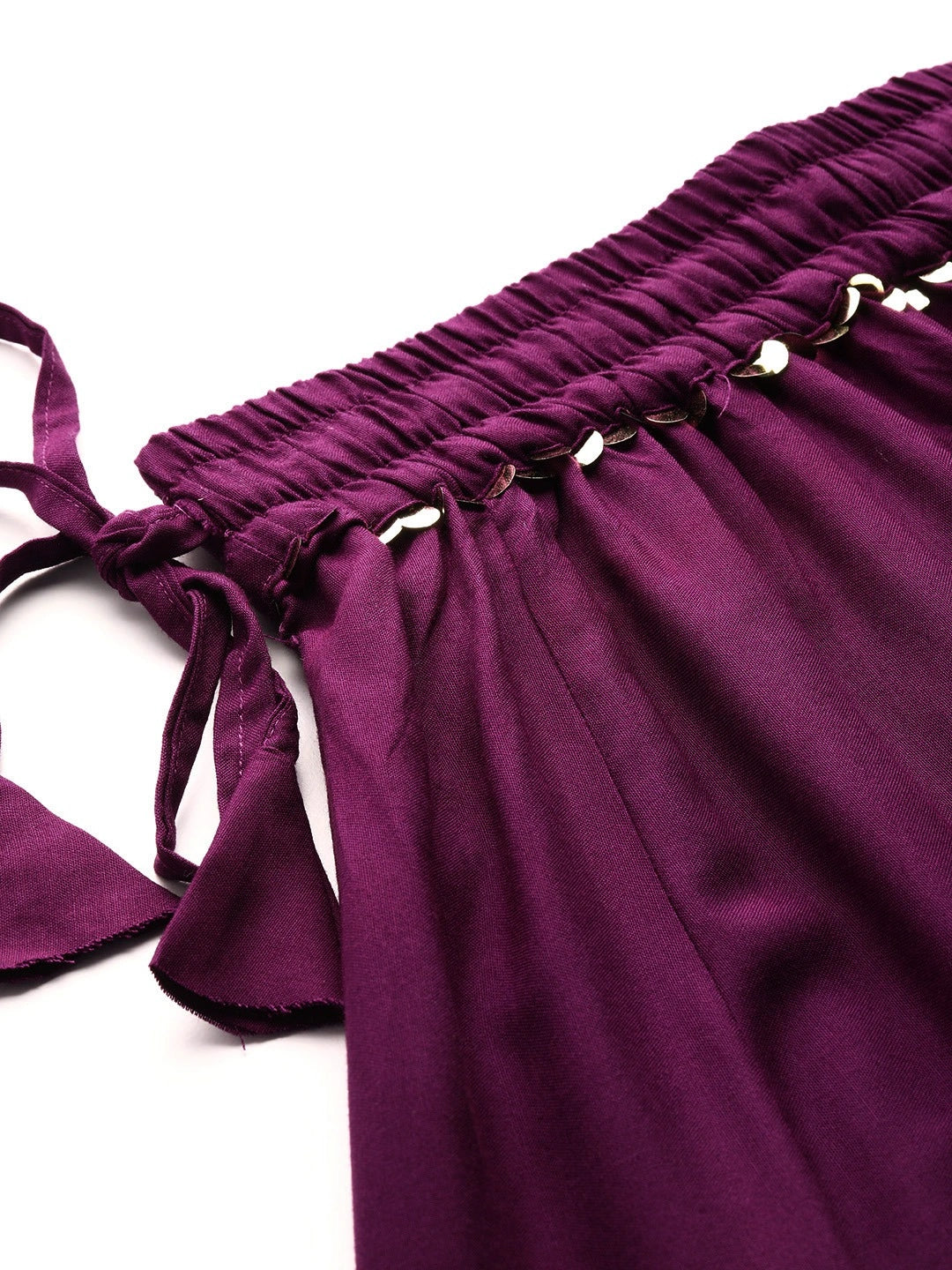 Purple rayon double flared palazzo