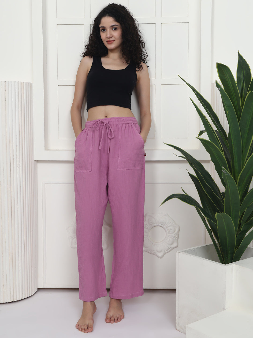 Mauve Double Cloth Cotton Lounge Pant