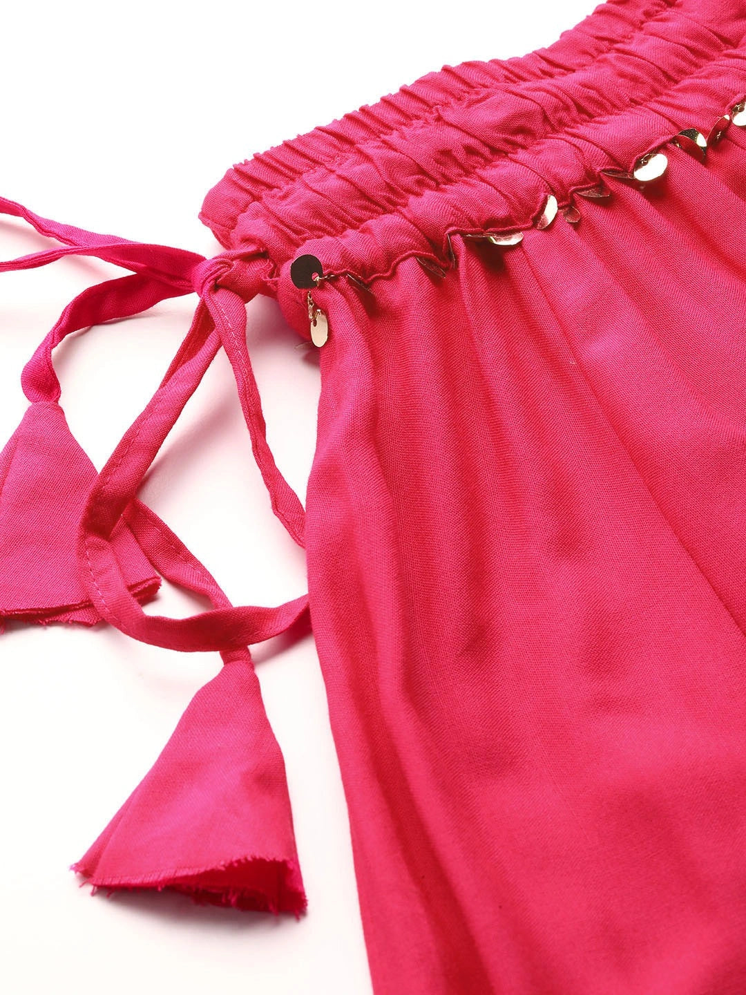 Pink rayon double flared palazzo