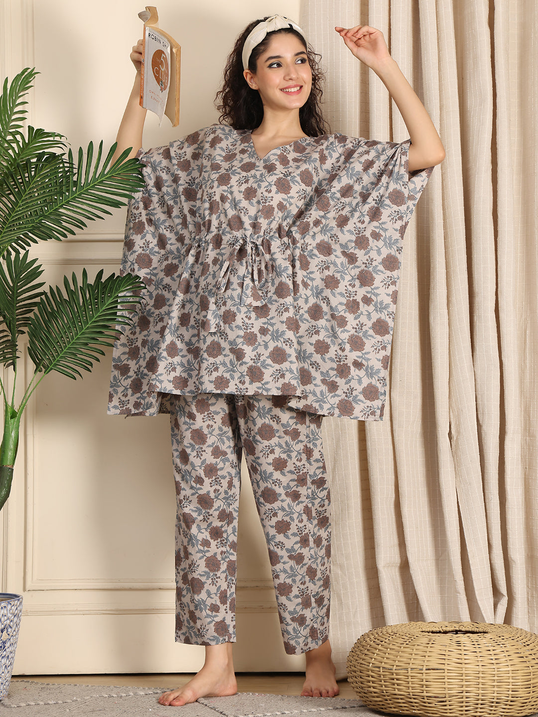 Light grey Jaal Cotton Kaftan