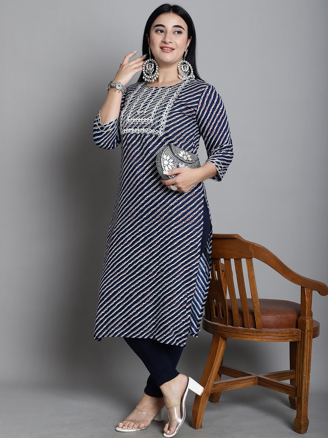 Navy Woolen Ankle-Length Plus Legging