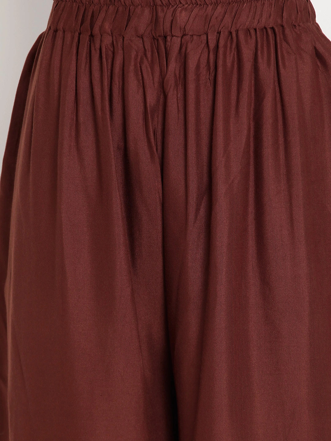 Brown Solid Rayon Palazzo