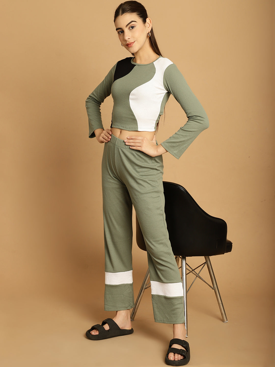 Olive Colorblocked Co-Ord Set