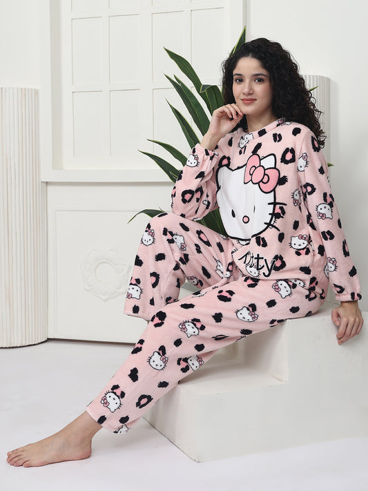 Pink Kitty Fur Winter Set