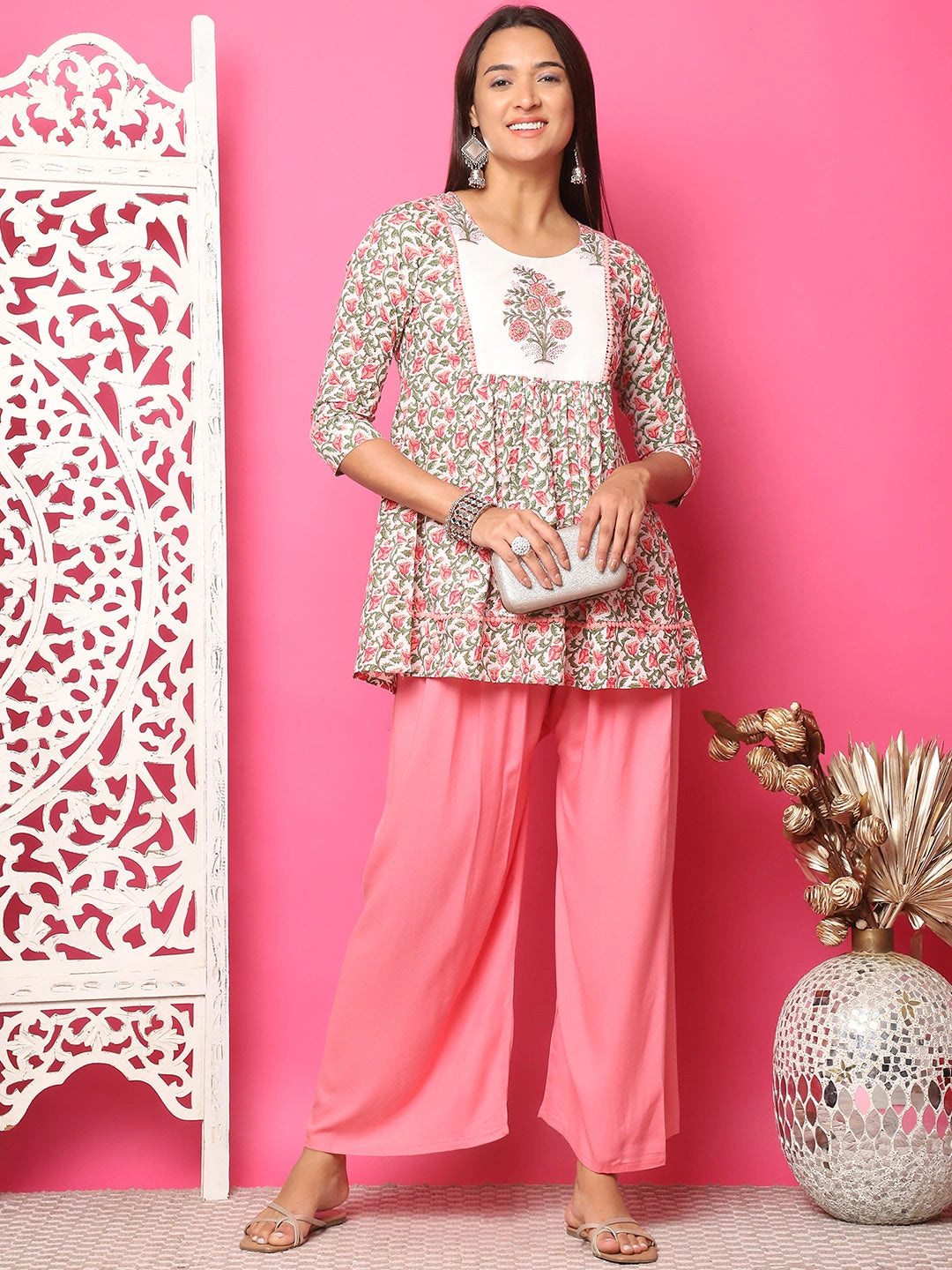 Blush Pink Solid Rayon Palazzo