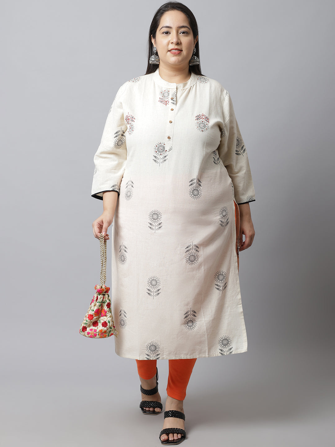 Orange Woolen Ankle-Length Plus Legging