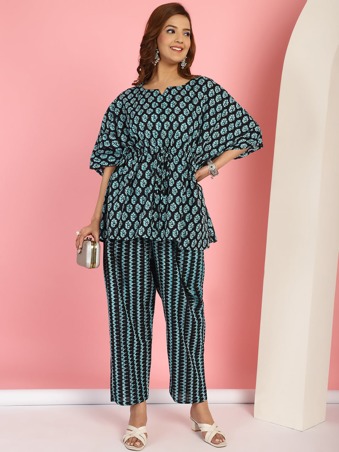 Black Firozi Motif Co-Ord Set