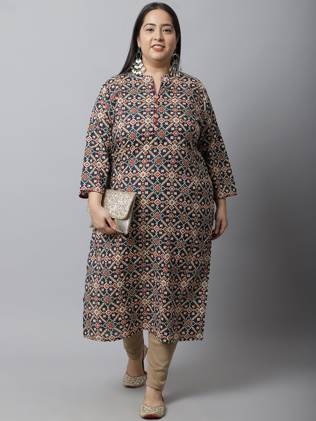 Light Beige Woolen Ankle-Length Plus Legging