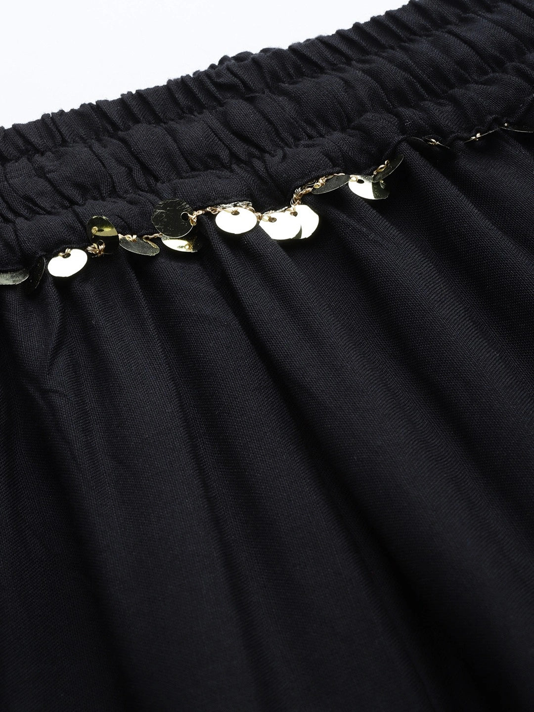Black rayon double flared palazzo