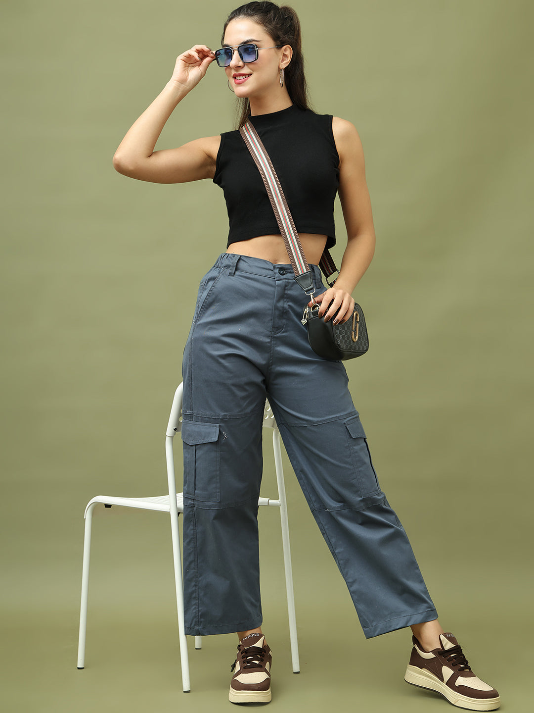 Airforce Blue High-Rise Utility Cargo