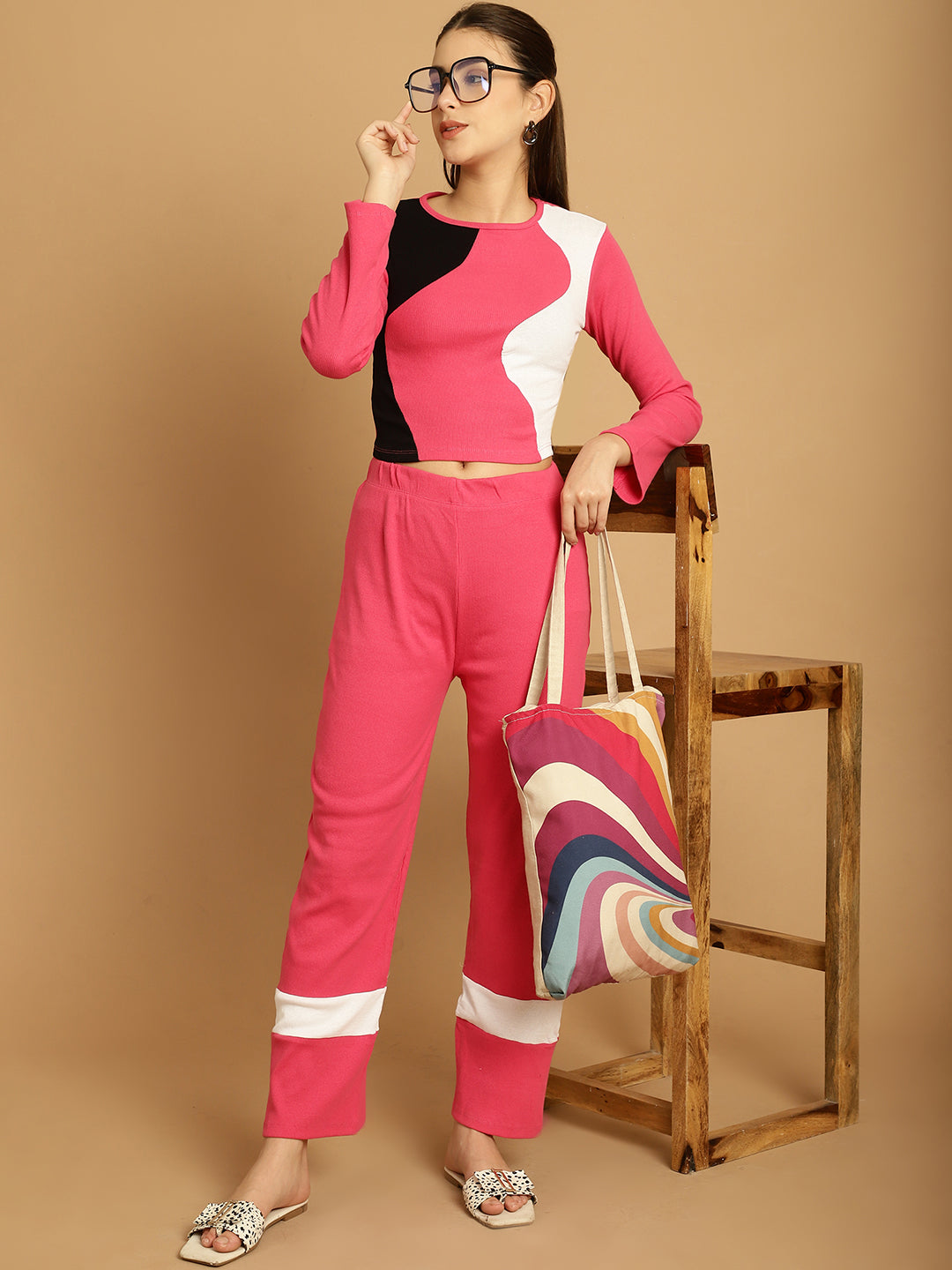 Hot Pink Colorblocked Co-Ord Set