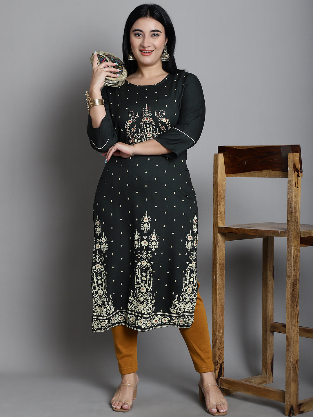 Mustard Woolen Ankle-Length Plus Legging