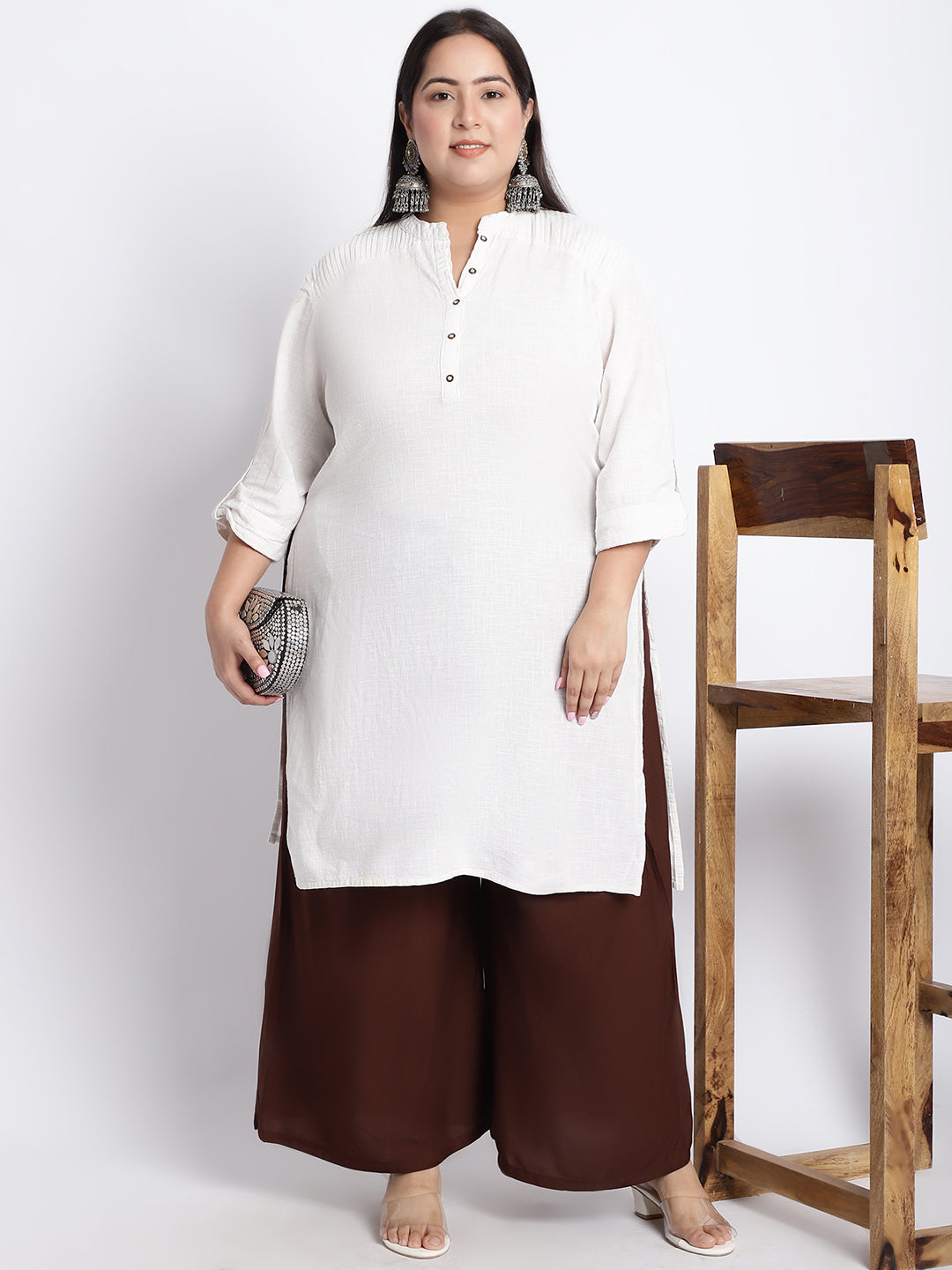 Brown Rayon Plus Palazzo