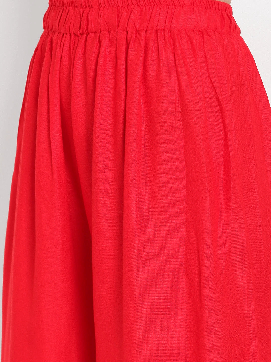 Red Solid Rayon Palazzo