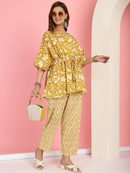 Mustard Floral Jall Co-Ord Set