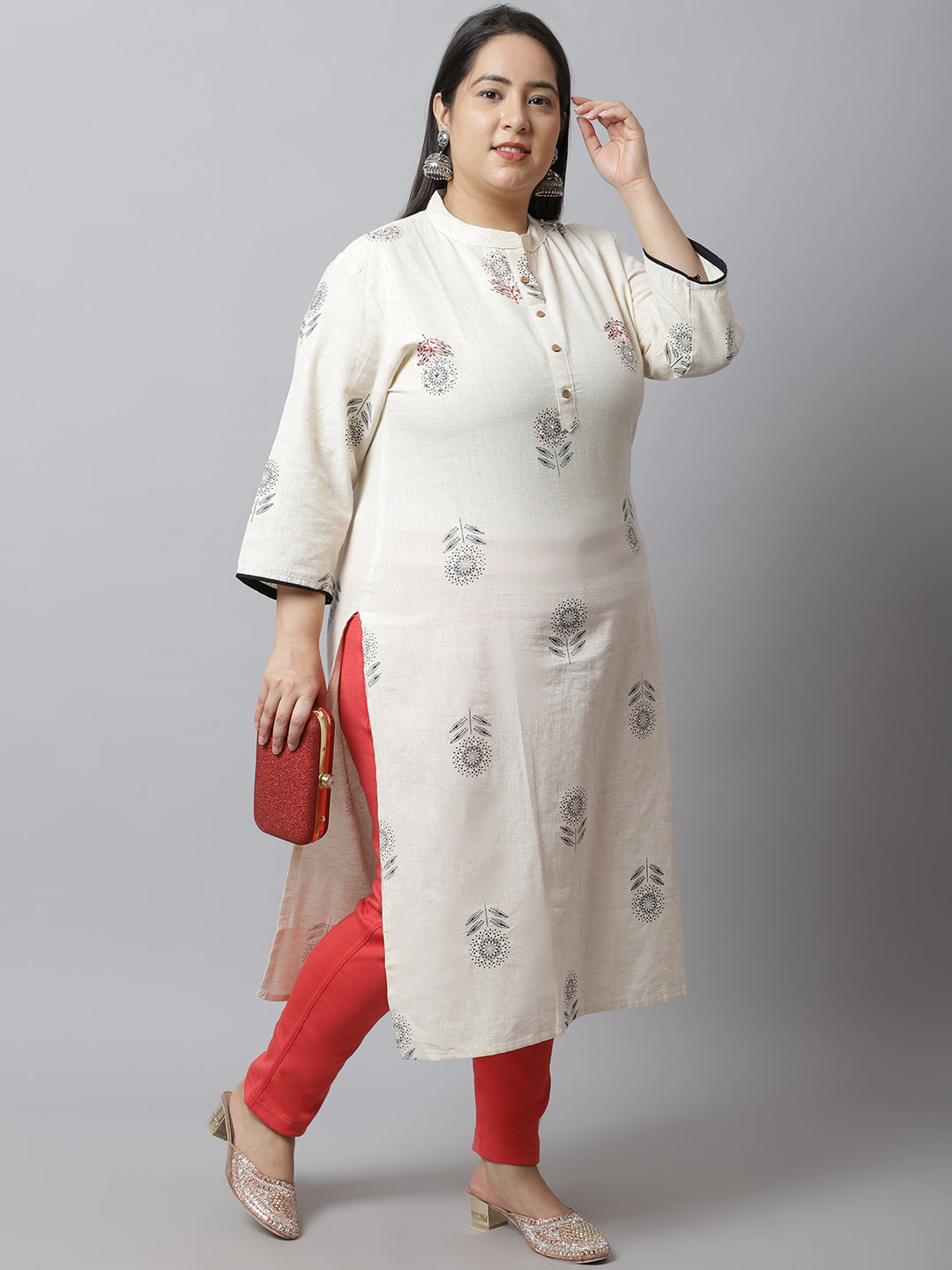 Coral Pink Woolen Plus Pocket Pant