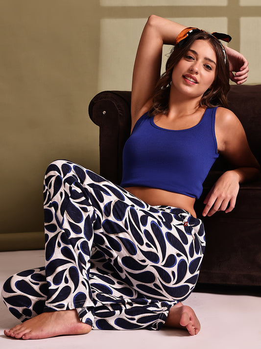 Navy Drop Cotton Hosiery Lounge Pant