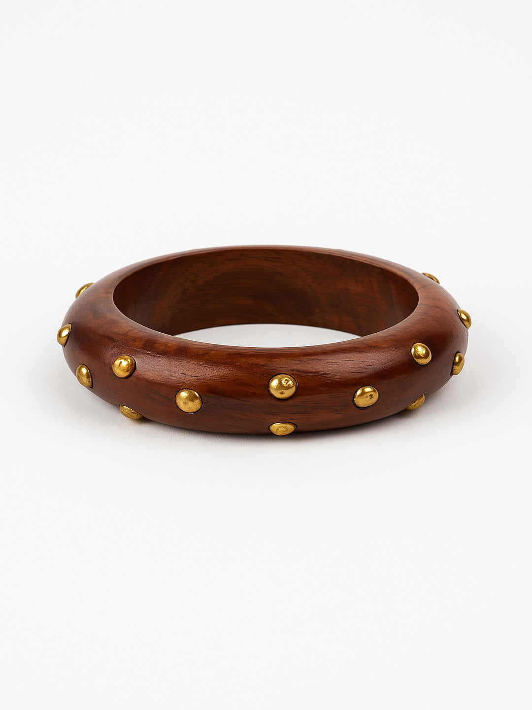 Brass & Bark Wooden Bangles-Set of 3