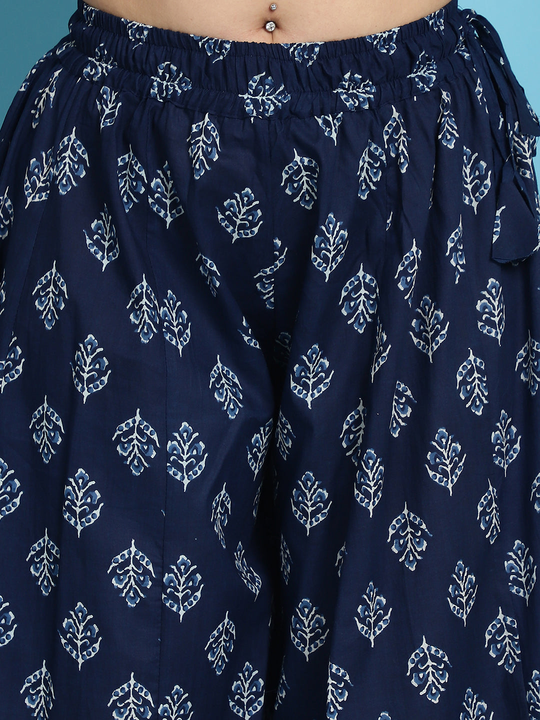 Indigo Motif Cotton Kali Plus Palazzo