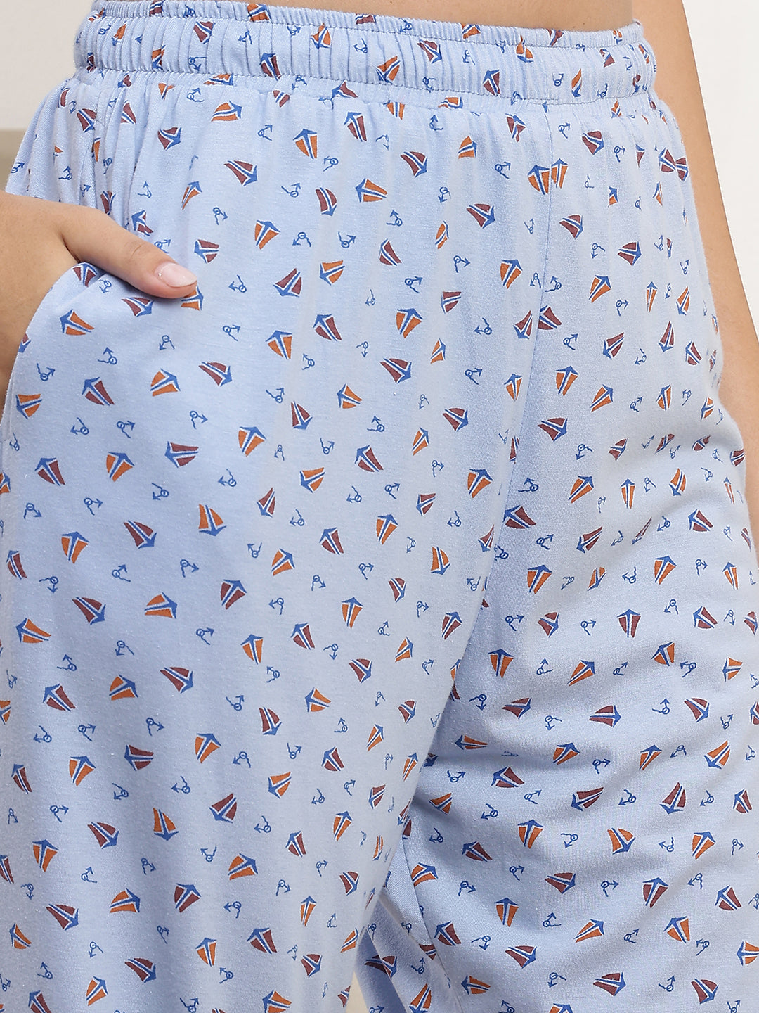 Mini Boats Printed Cotton Lounge Pant