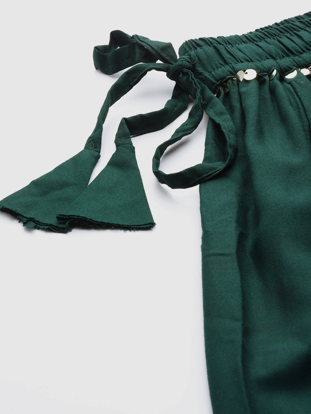 Bottle Green rayon double flared palazzo