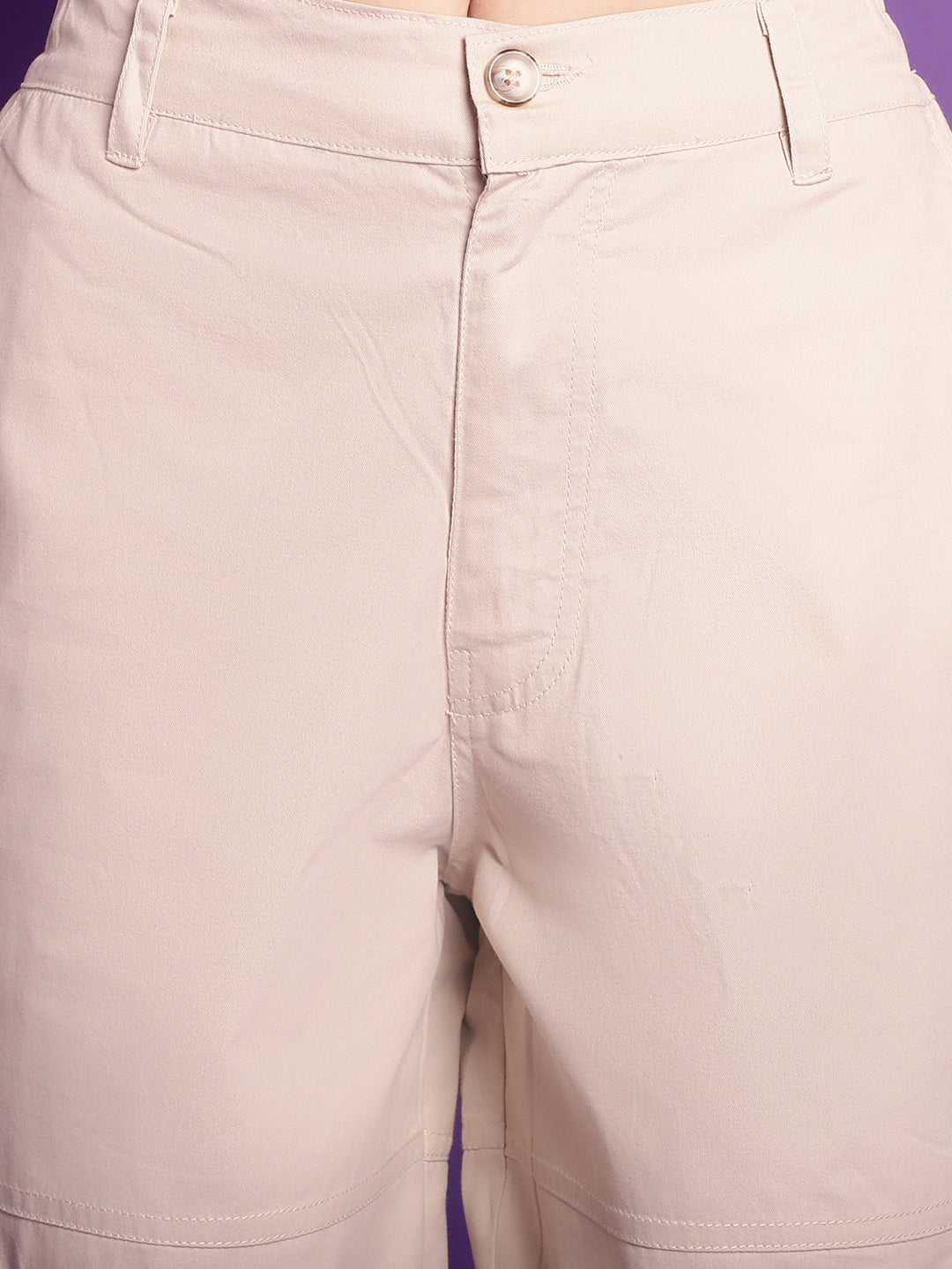 Cream High-Rise Utility Cargos