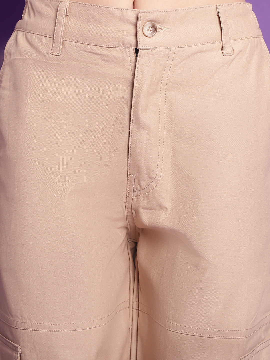 Khaki High-Rise Utility Cargos