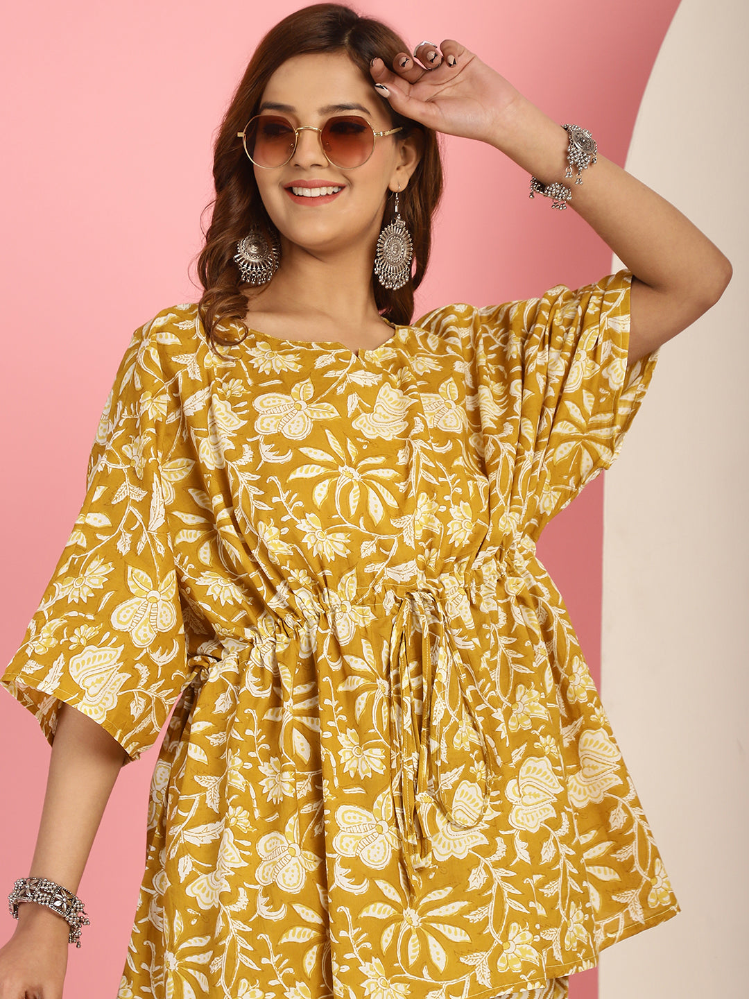 Mustard Floral Jall Co-Ord Set