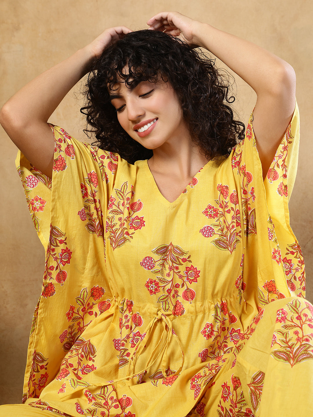 Genda Phool Cotton Kaftan Set
