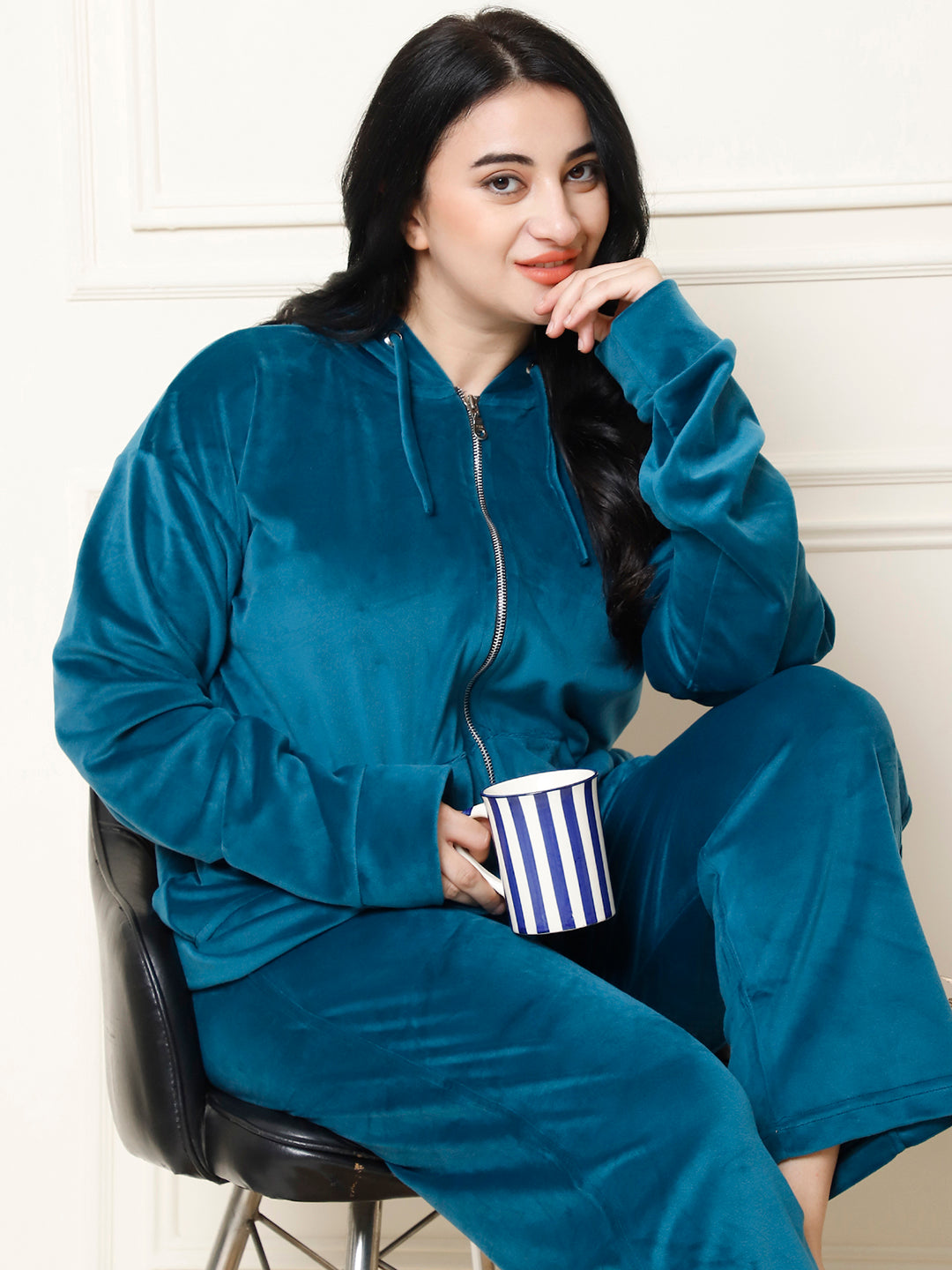 Teal Velvet Hoodie Lounge Set